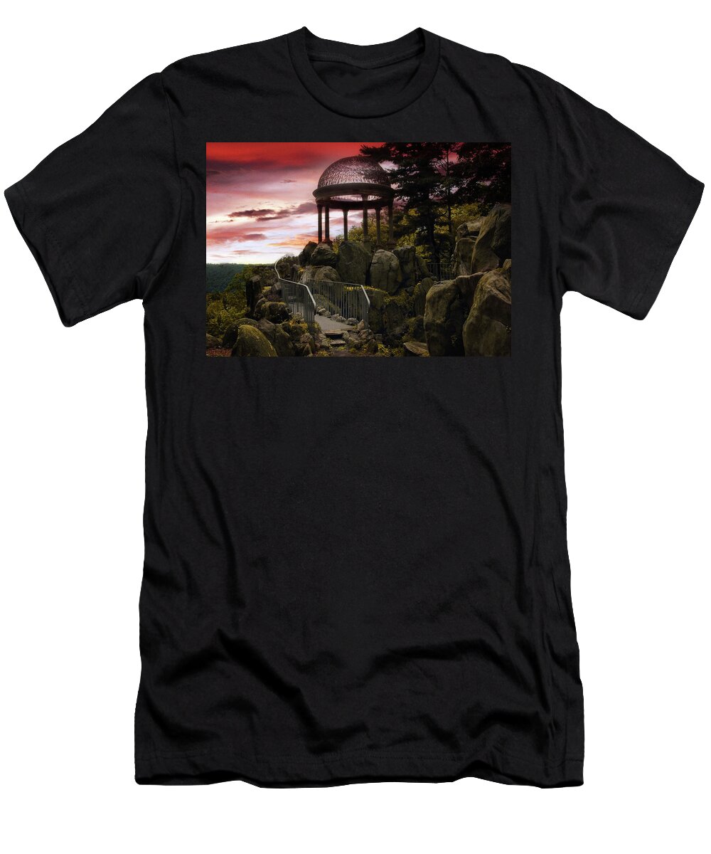 Untermyer Garden T-Shirt featuring the photograph Temple of Love Sunset by Jessica Jenney