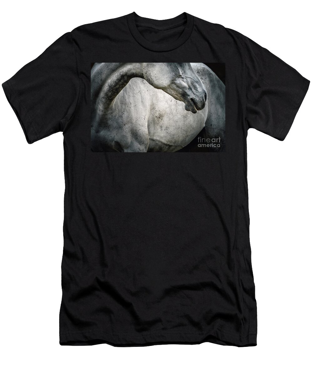 Animal T-Shirt featuring the photograph Tender portrait of white horse head close up by Dimitar Hristov