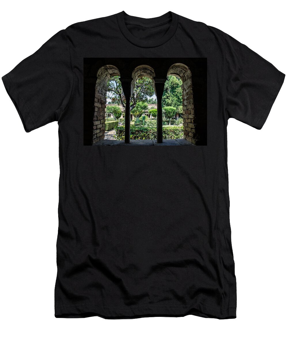 Cloister T-Shirt featuring the photograph The ancient cloister by AM FineArtPrints