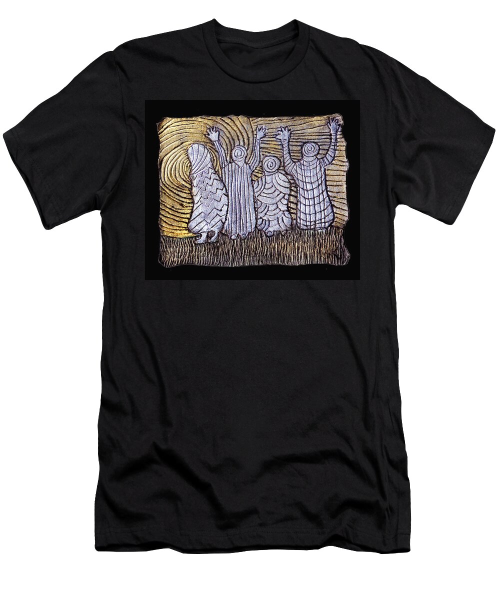 Spirits T-Shirt featuring the painting The Ancients by Wayne Potrafka
