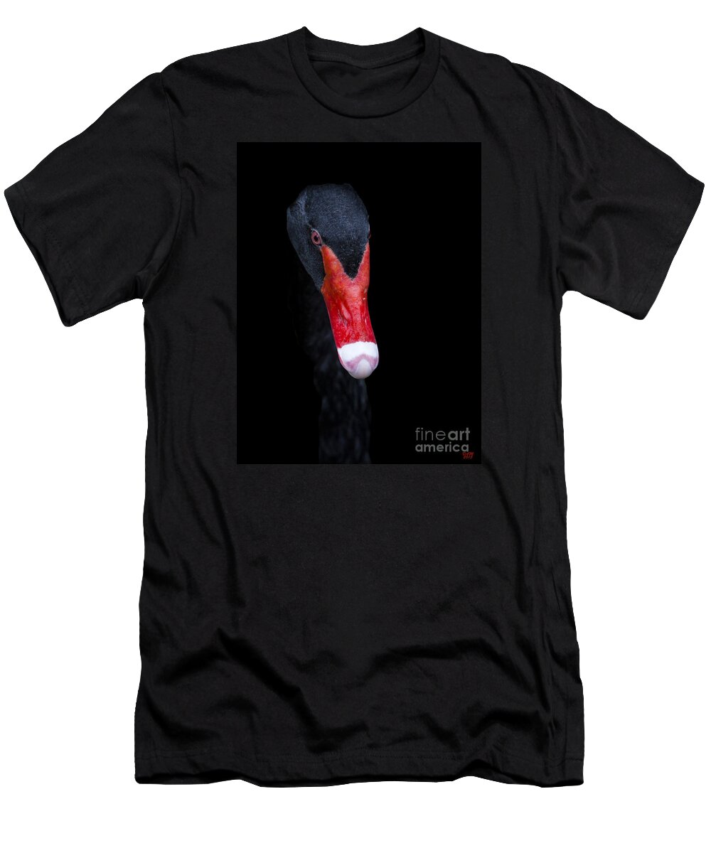 Black Swan T-Shirt featuring the photograph The Black Swan by David Millenheft
