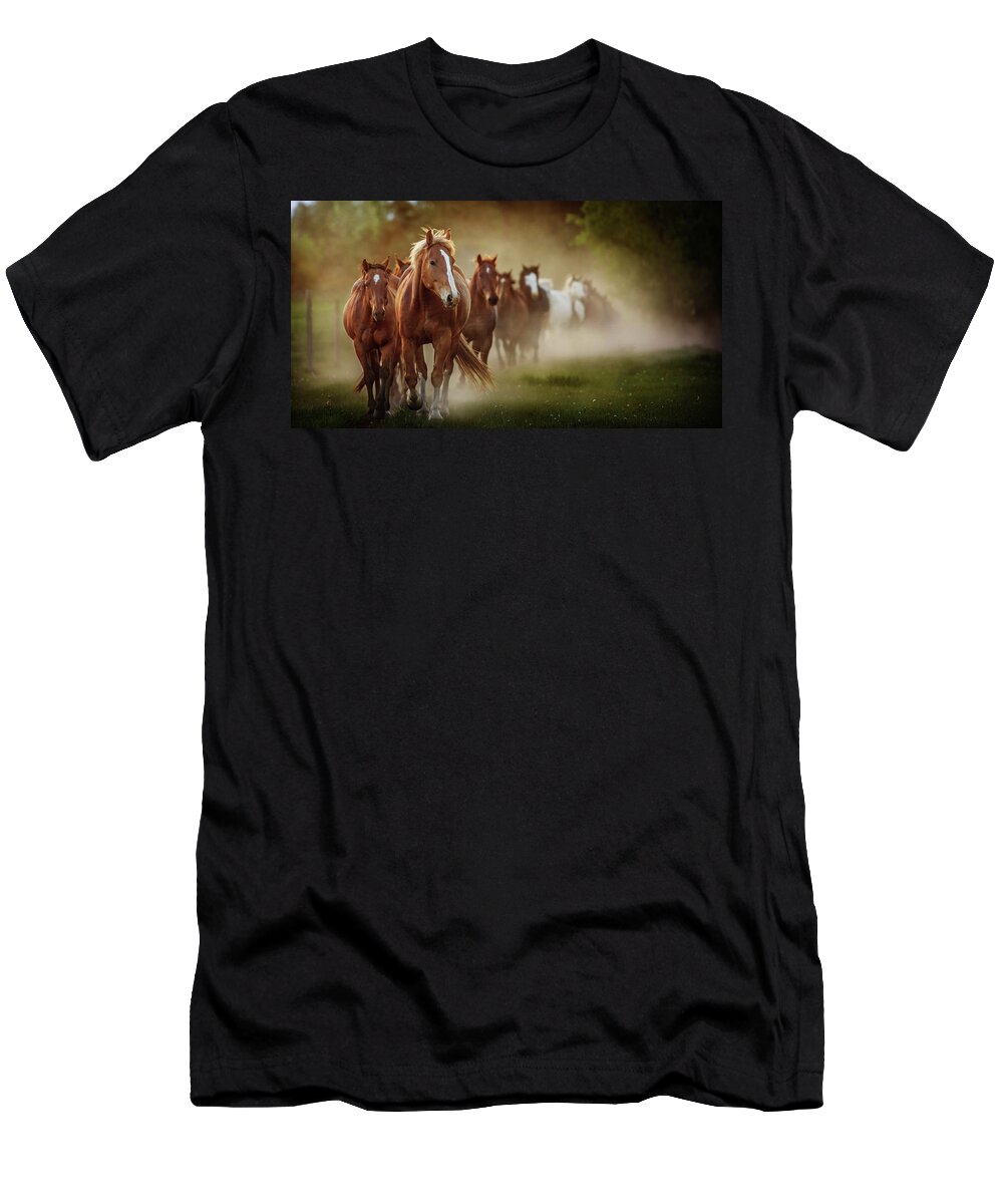 Horse T-Shirt featuring the photograph The boys by Ryan Courson