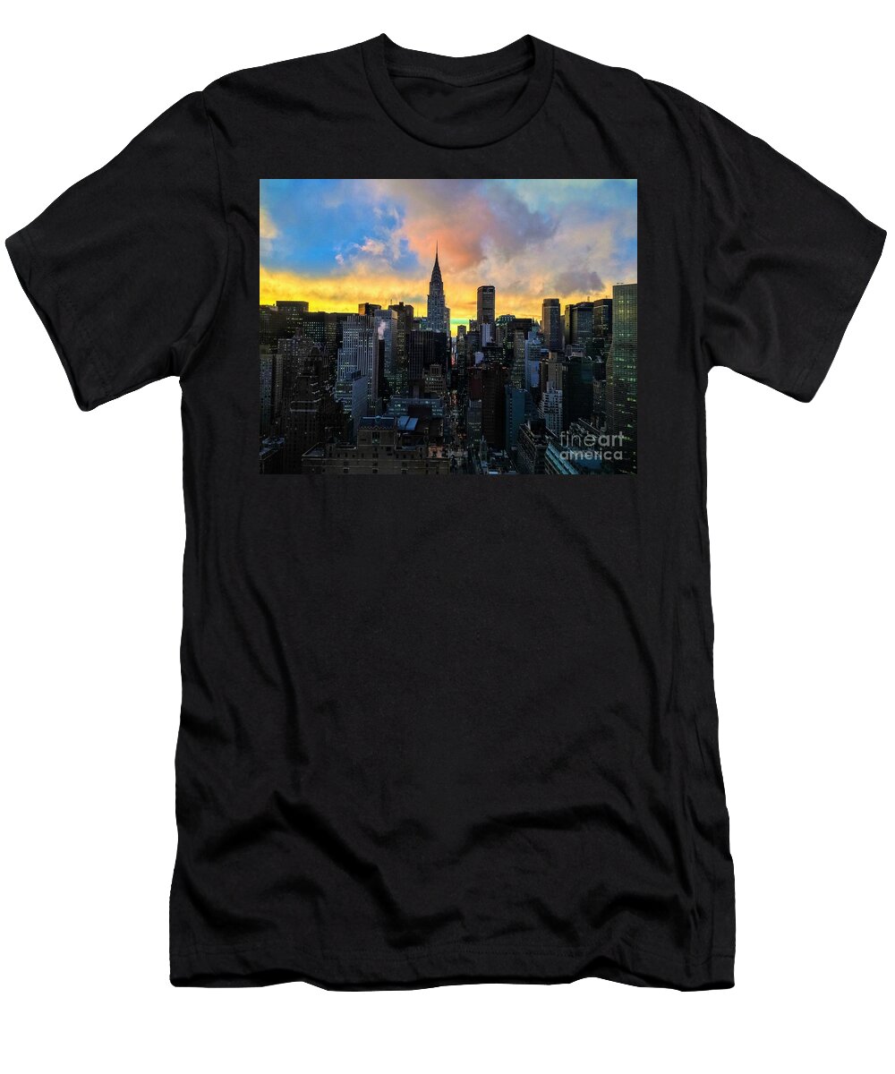 The Colors Of New York Chrysler Building At Dusk T-Shirt featuring the photograph The Colors of New York - Chrysler Building at Dusk by Miriam Danar