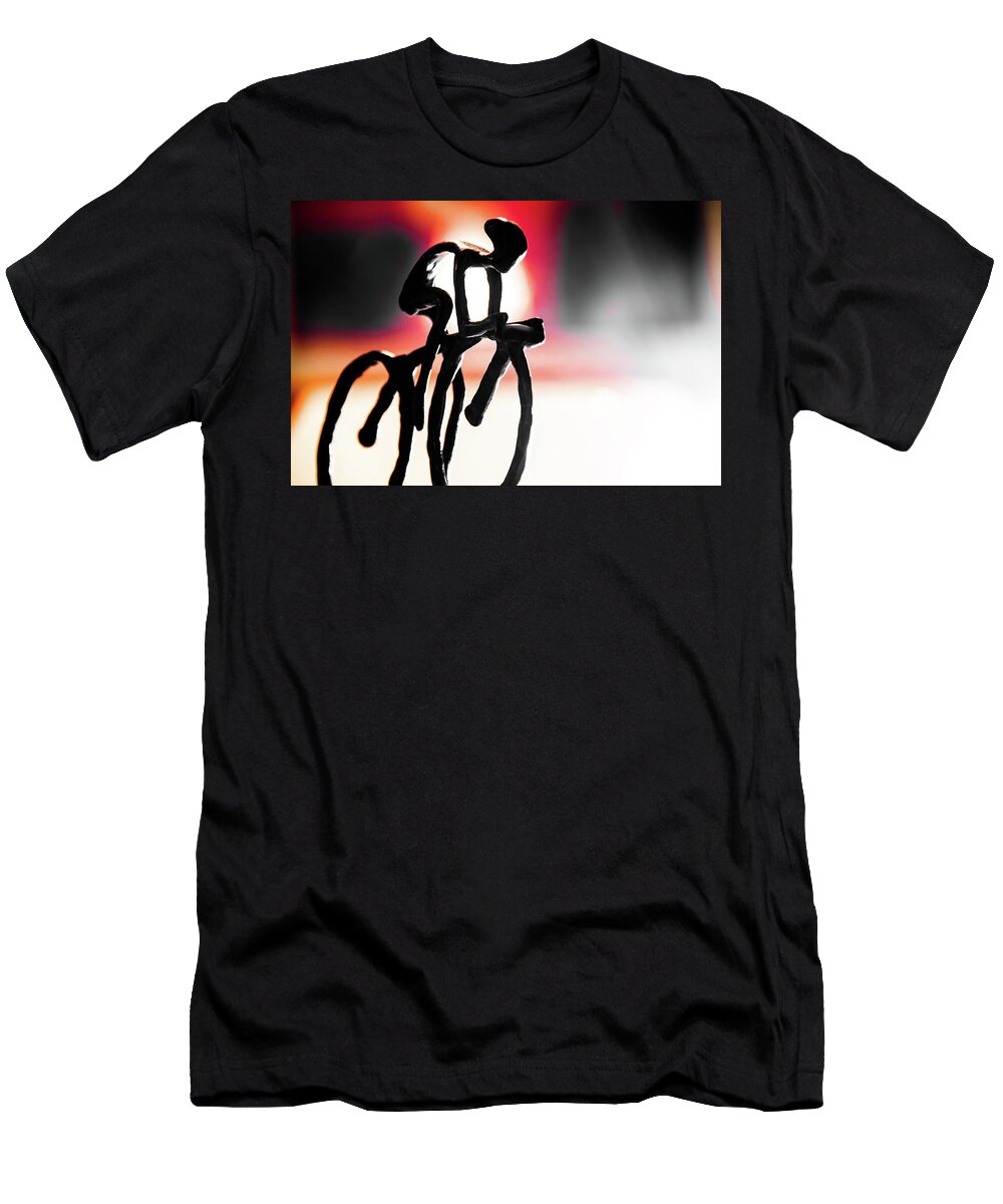 Cycling Figurine T-Shirt featuring the photograph The Cycling Profile by David Sutton