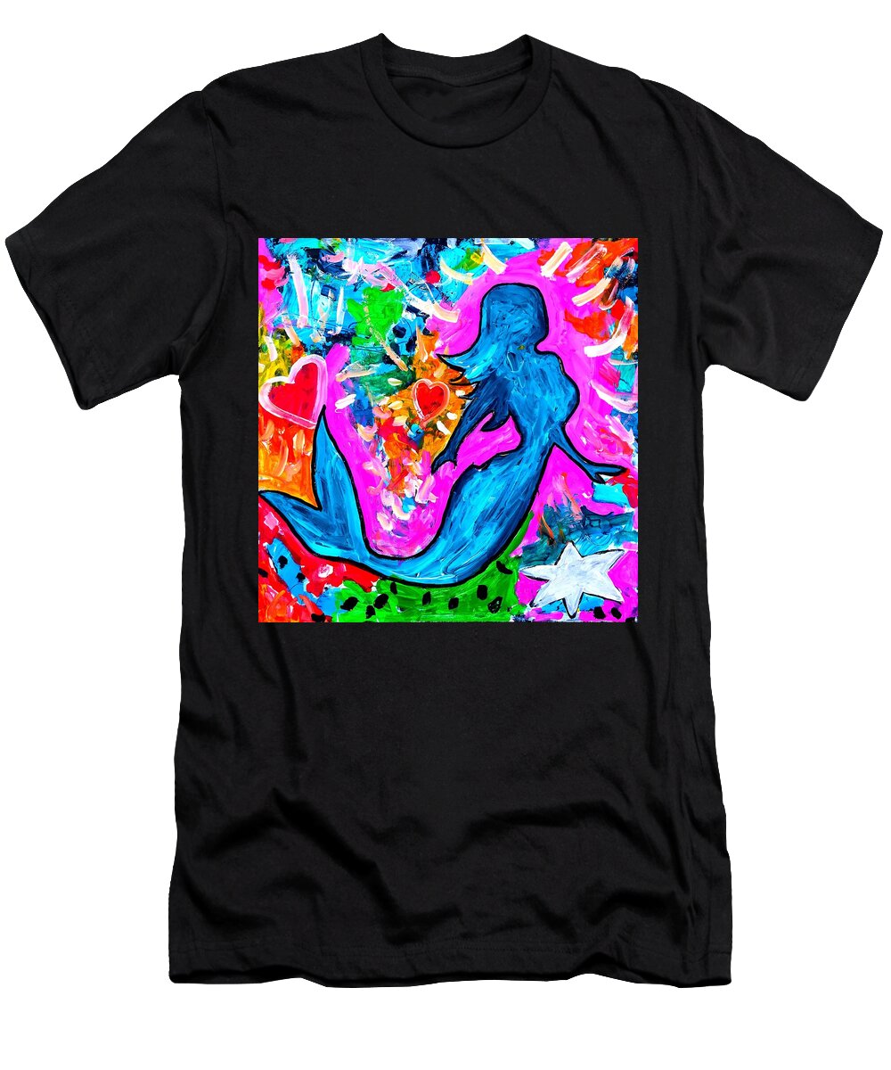 Mermaid T-Shirt featuring the painting The dancing mermaid by Neal Barbosa