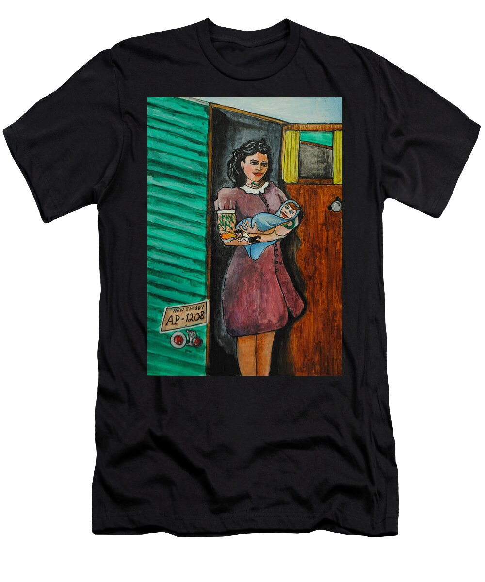 Trailers T-Shirt featuring the painting The Day he was Born by Patricia Arroyo