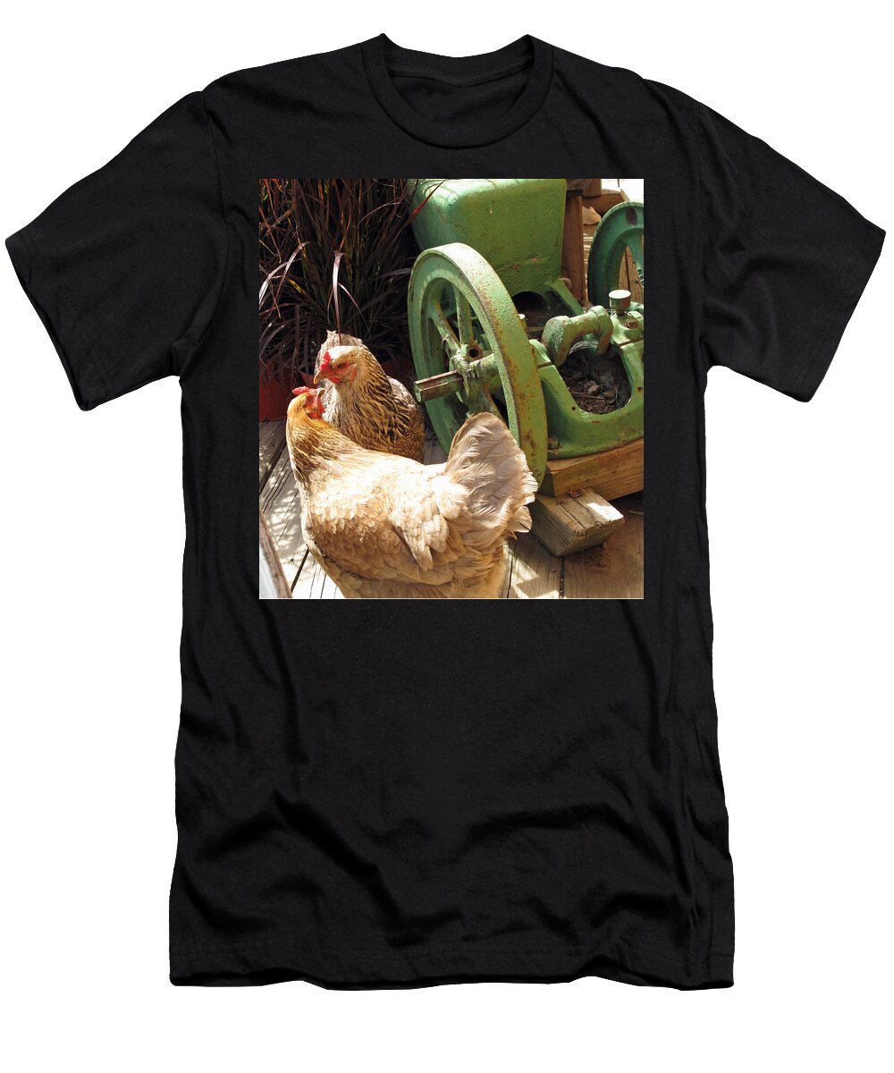 Chickens T-Shirt featuring the photograph The Discussion by Barbara McDevitt