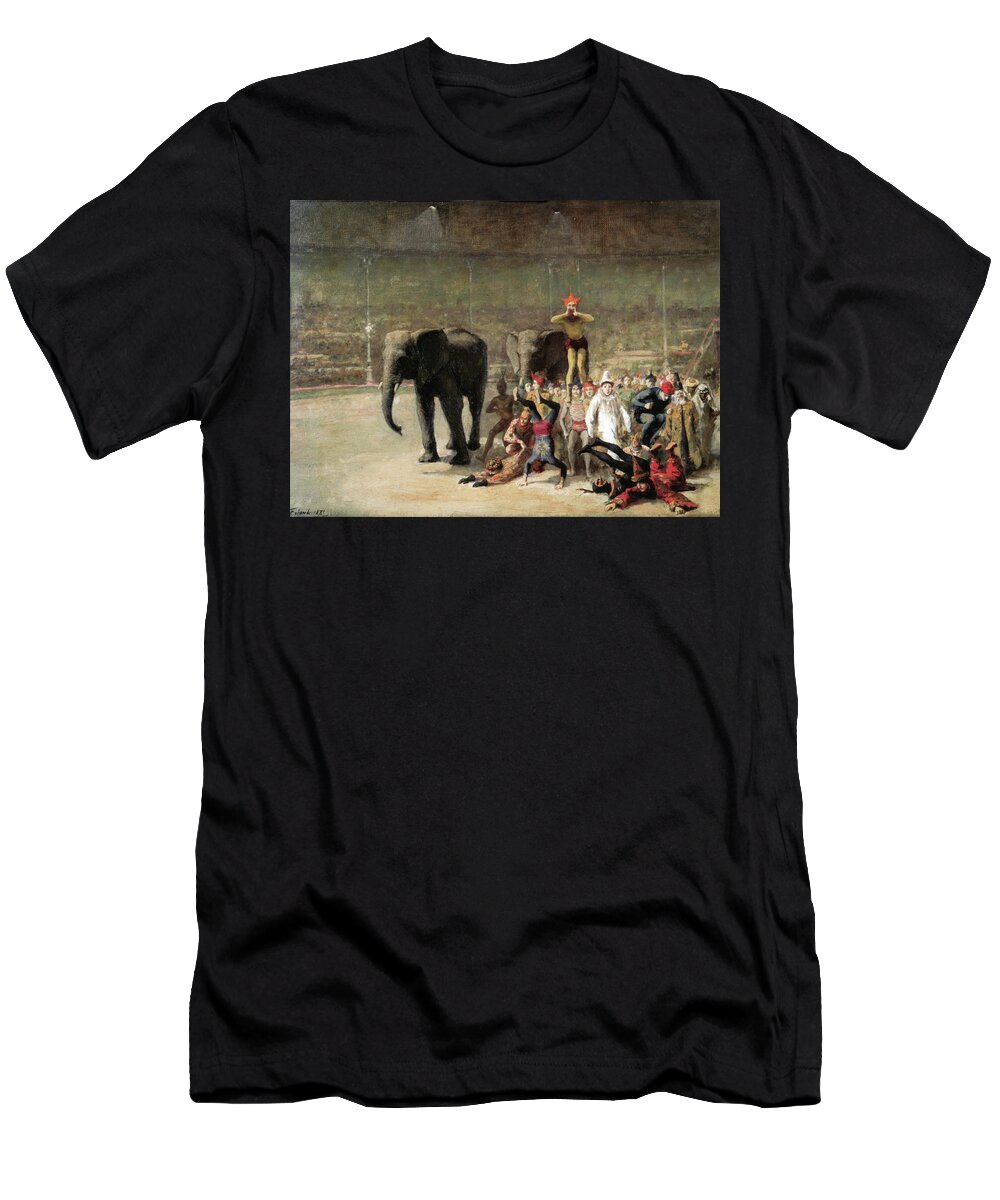 Émile Friant - The Entrance Of The Clowns 1881 T-Shirt featuring the painting The Entrance of the Clowns by emile Friant