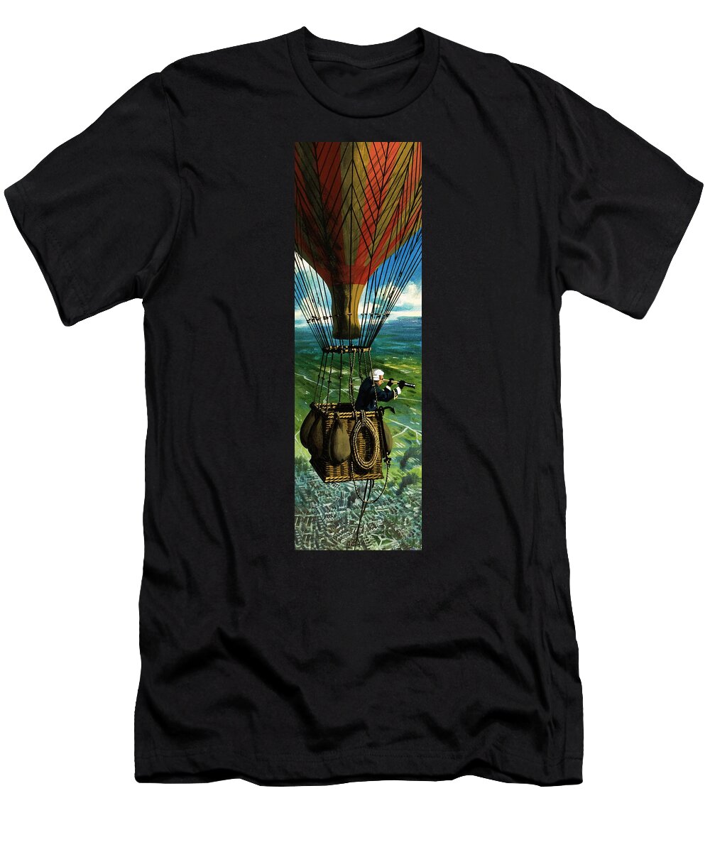 Military T-Shirt featuring the painting The first military mission from the air by Wilf Hardy