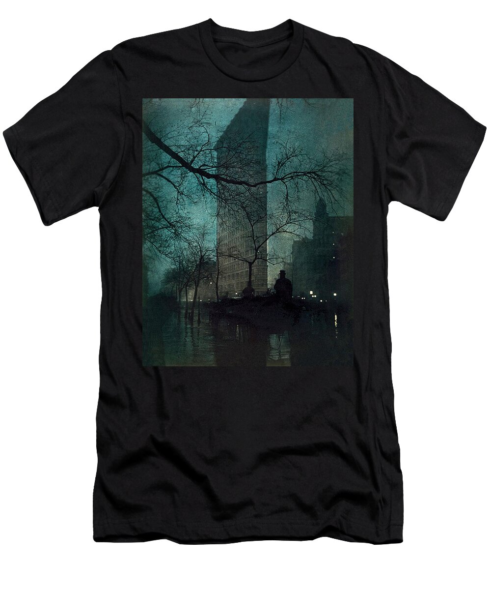 The Flatiron Building T-Shirt featuring the painting The Flatiron Building by Edward Steichen