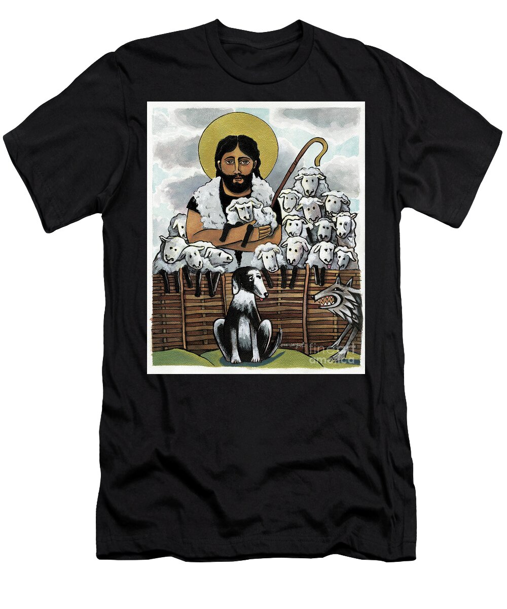 Good Shepherd T-Shirt featuring the painting The Good Shepherd - MMGOH by Br Mickey McGrath OSFS