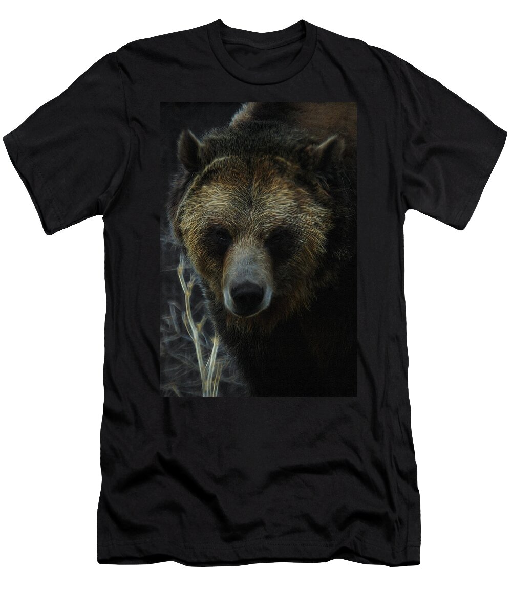 Bear T-Shirt featuring the digital art The Grizzly Digital Art by Ernest Echols