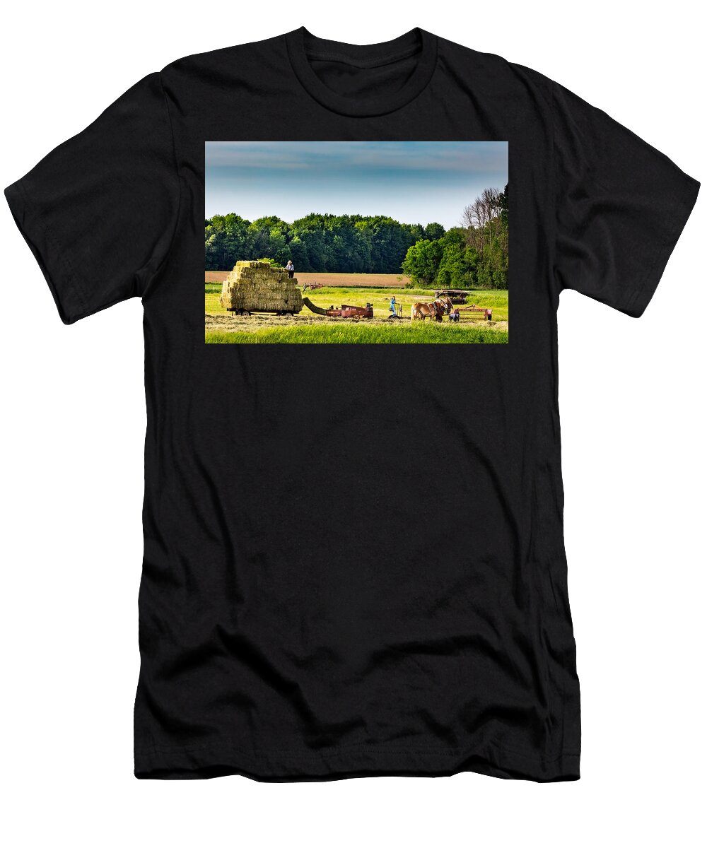 Mennonite T-Shirt featuring the photograph The Hay Bales by Brent Buchner