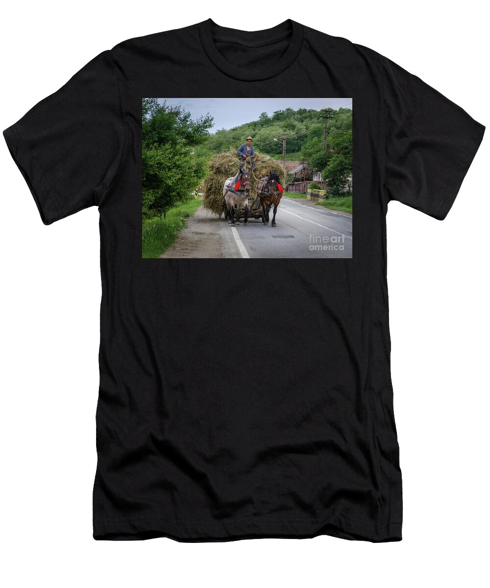 Hay T-Shirt featuring the photograph The Hay Cart, Romania by Perry Rodriguez
