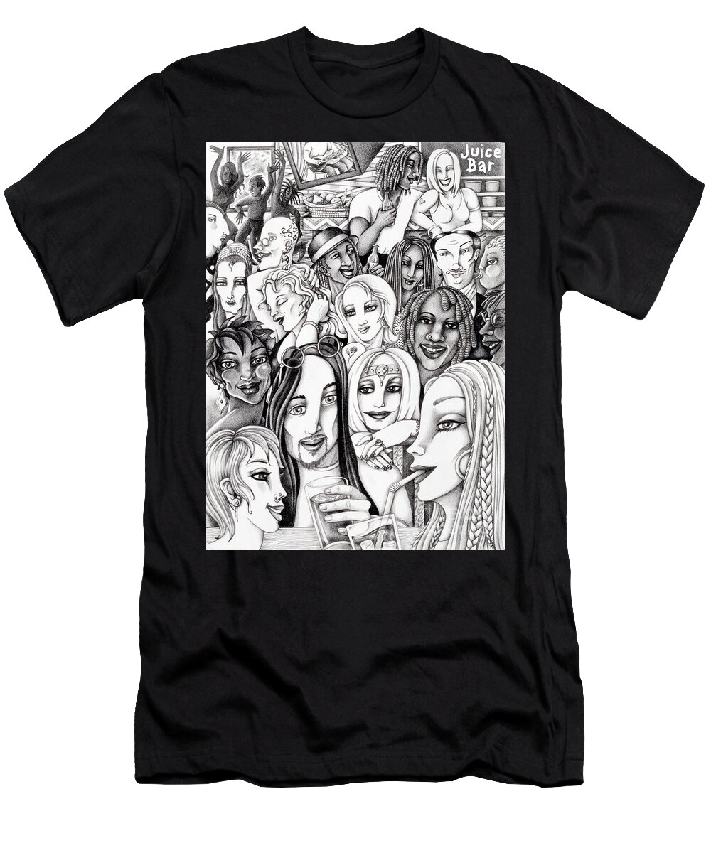 Party T-Shirt featuring the drawing The IN Crowd by Valerie White