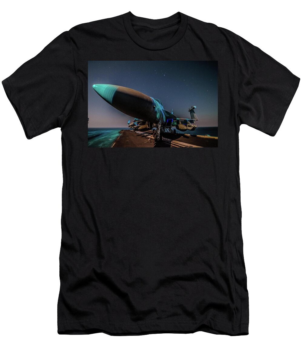 Navy T-Shirt featuring the photograph The Long Nose by Larkin's Balcony Photography