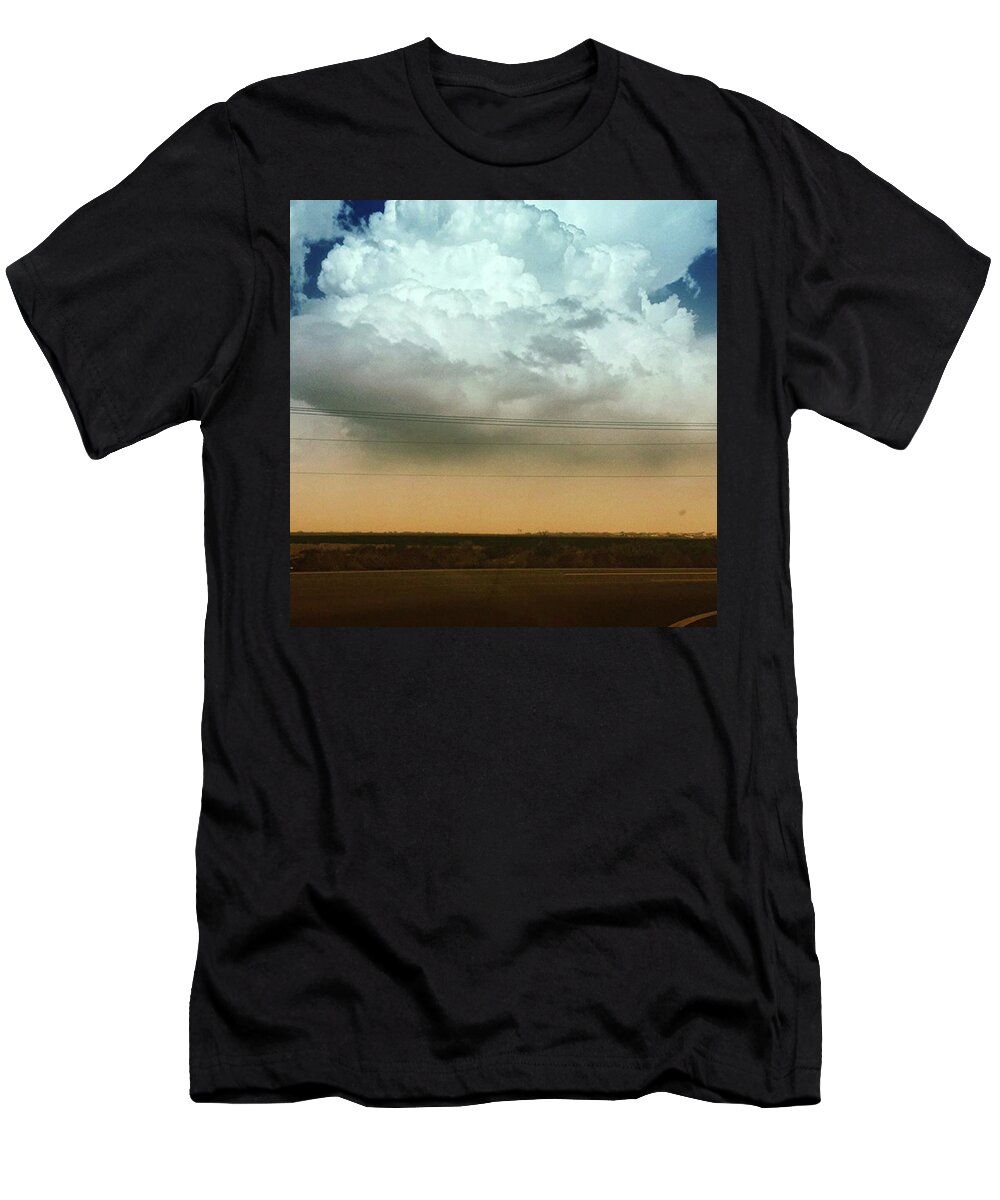 Mountain T-Shirt featuring the photograph The Dust Covering the M Mountain by Speedy Birdman