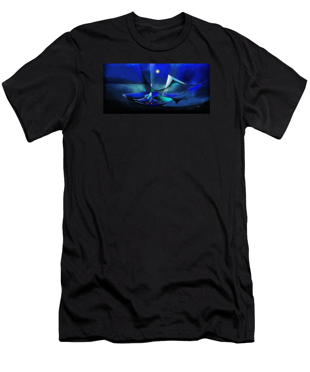 Night T-Shirt featuring the painting The Old Man And The Sea by Wolfgang Schweizer