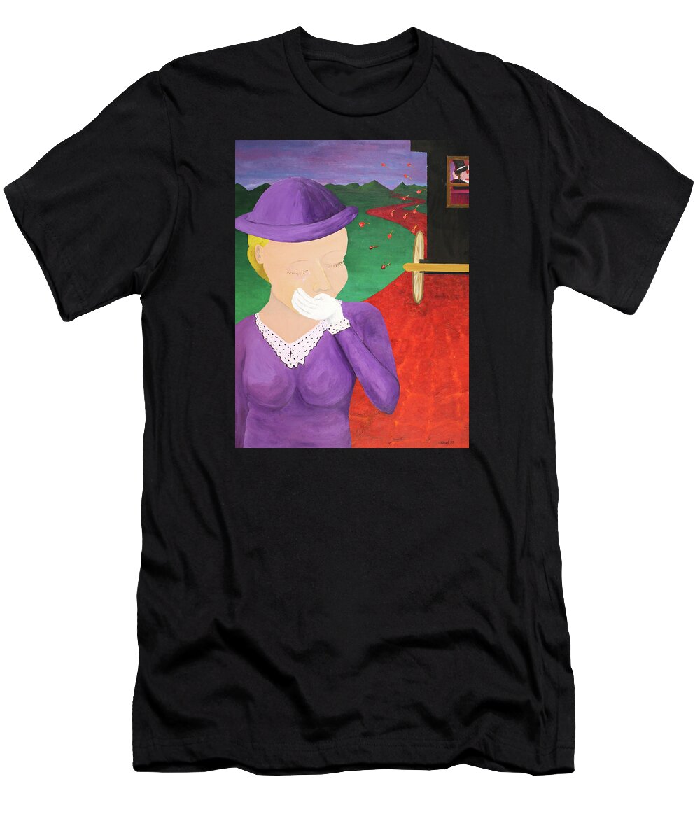 Landscape T-Shirt featuring the painting The One That Got Away by Thomas Blood