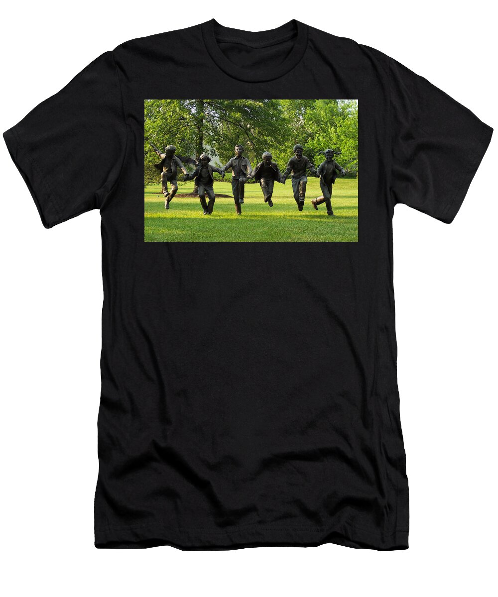 Puddle Jumpers T-Shirt featuring the photograph The Puddle Jumpers At Byers Choice by Trish Tritz