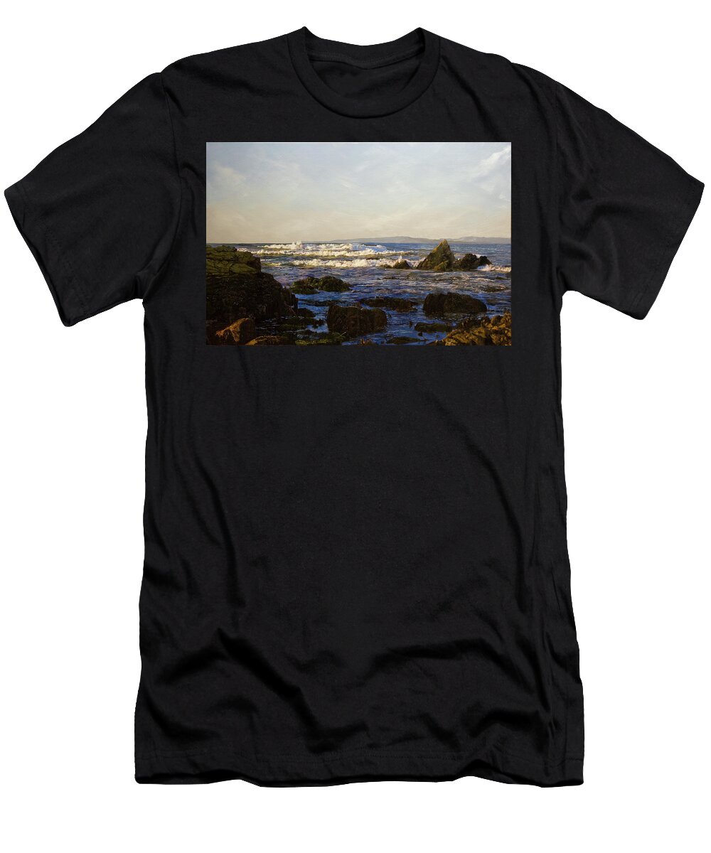 Ocean T-Shirt featuring the painting The Restless Sea by Kenneth Young