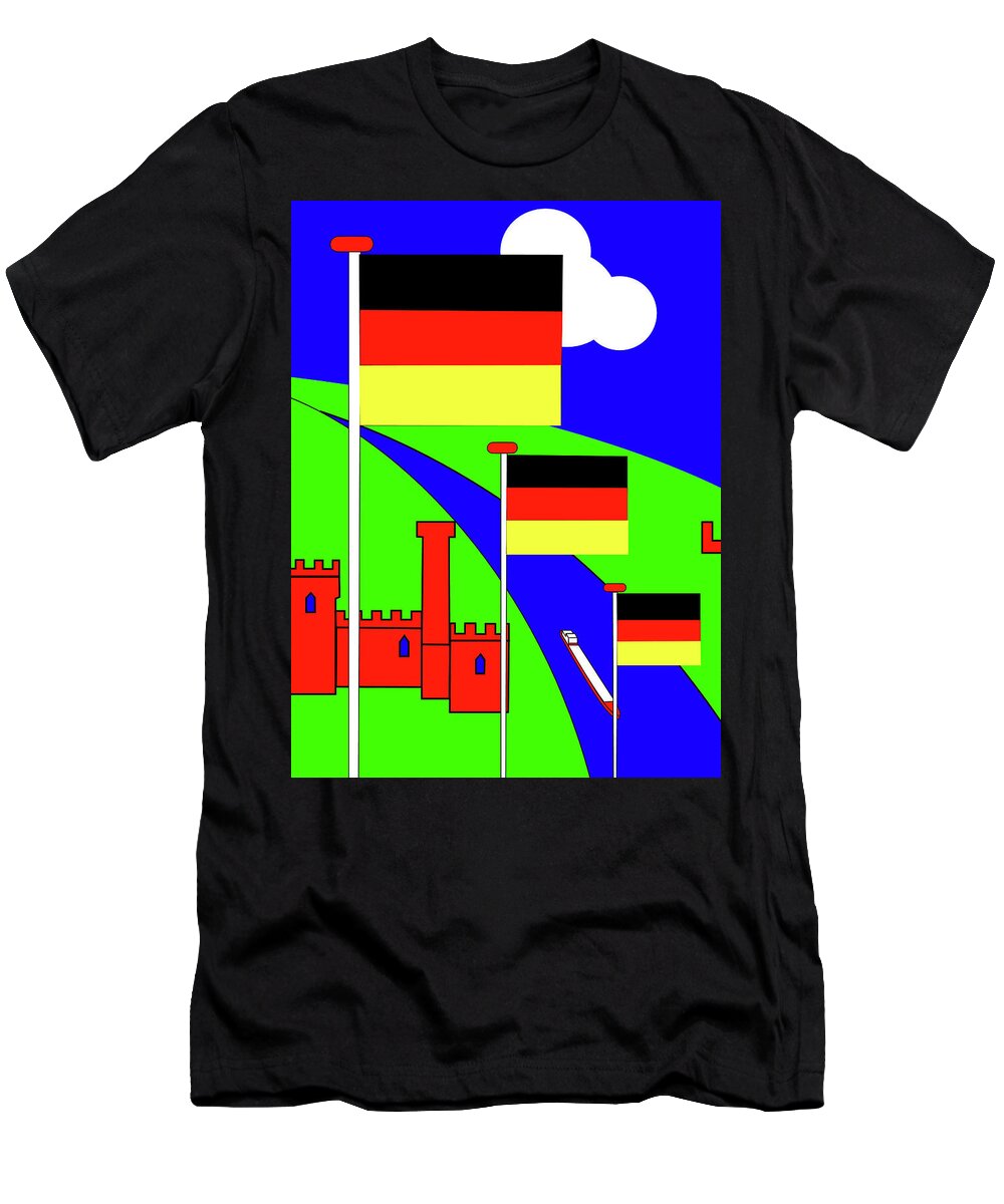  T-Shirt featuring the mixed media The Rhine by Asbjorn Lonvig