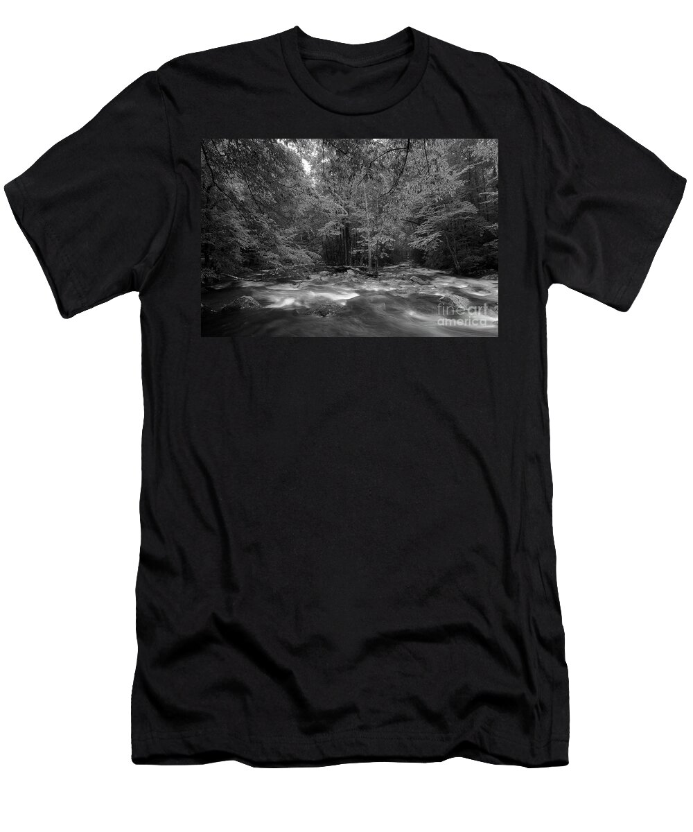River T-Shirt featuring the photograph The River Forges On by Mike Eingle