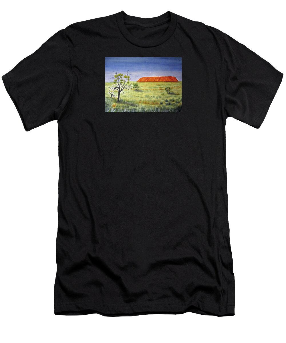  Landscape T-Shirt featuring the painting The Rock by Elvira Ingram