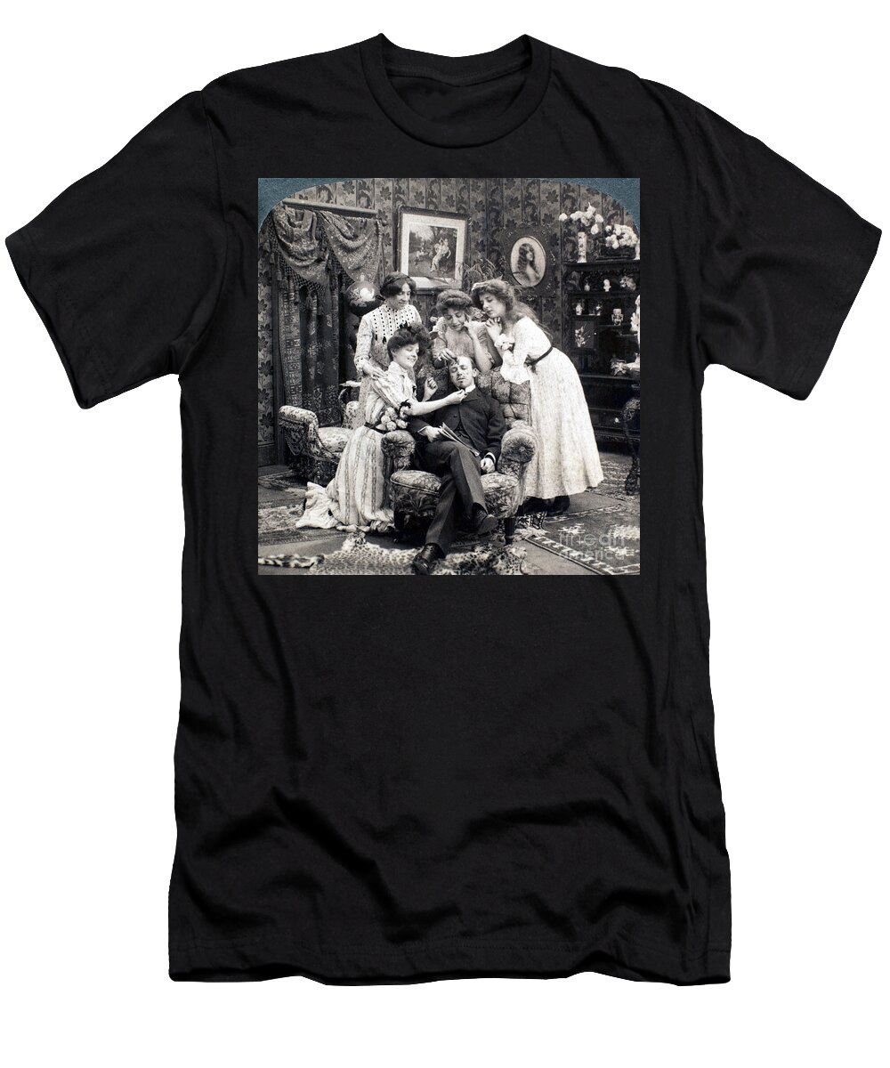 1902 T-Shirt featuring the photograph The Sleepy Lover, 1902 by Granger