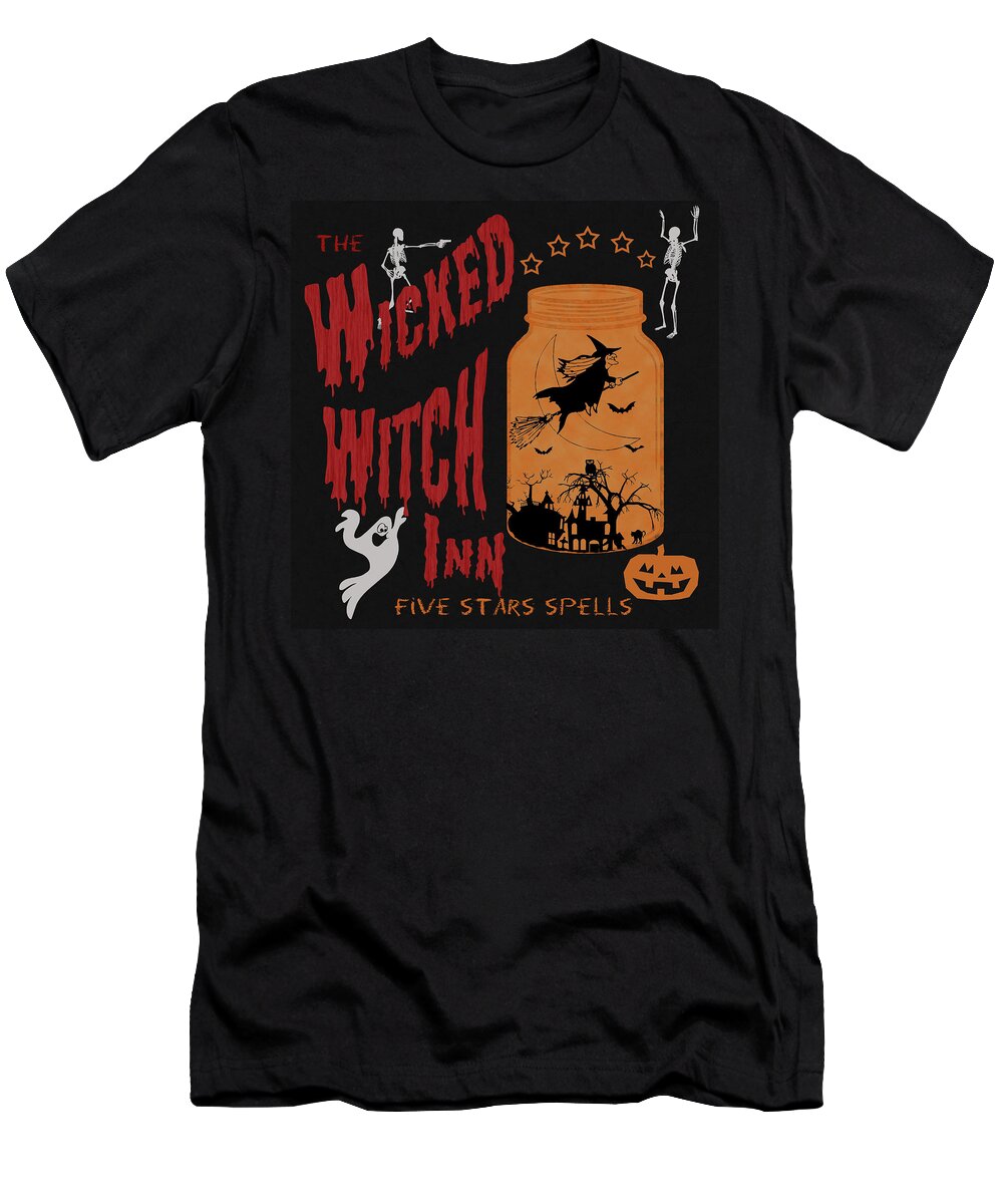 The Wicked Witch Inn T-Shirt featuring the painting The Wicked Witch Inn by Georgeta Blanaru