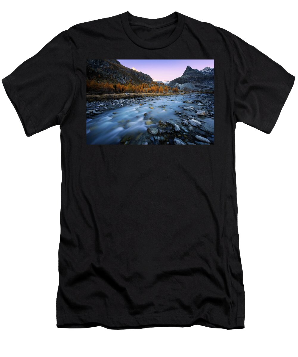 Mountain T-Shirt featuring the photograph The witnesses by Dominique Dubied