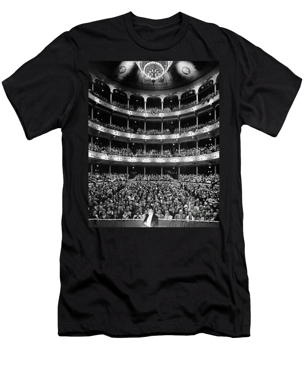 1960s T-Shirt featuring the photograph Theater Audience Viewed From Stage by H. Armstrong Roberts/ClassicStock