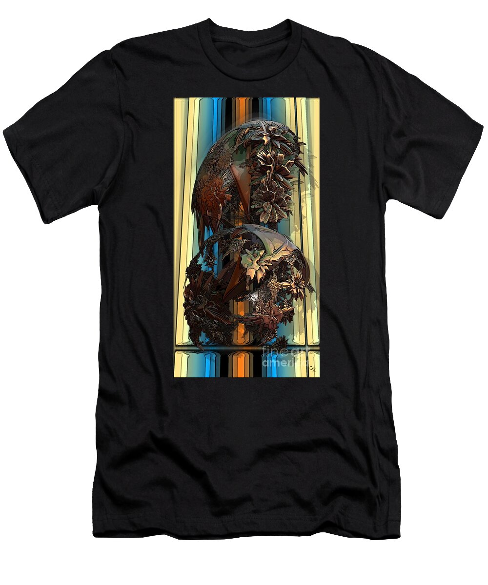 Fractal T-Shirt featuring the digital art Theme Variation 1-Bronze by Ronald Bissett