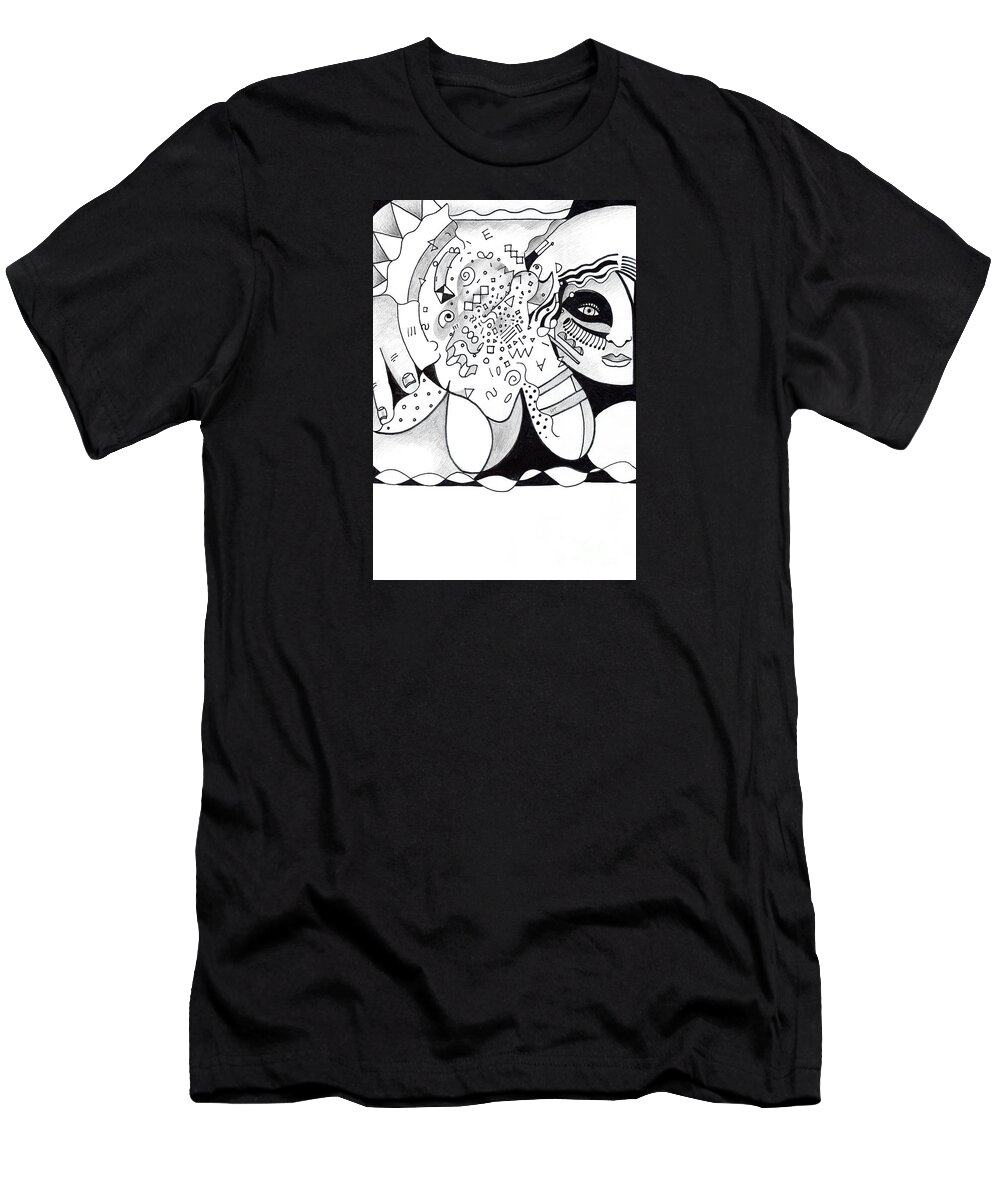 The Dark Feminine T-Shirt featuring the drawing Then There Is That by Helena Tiainen