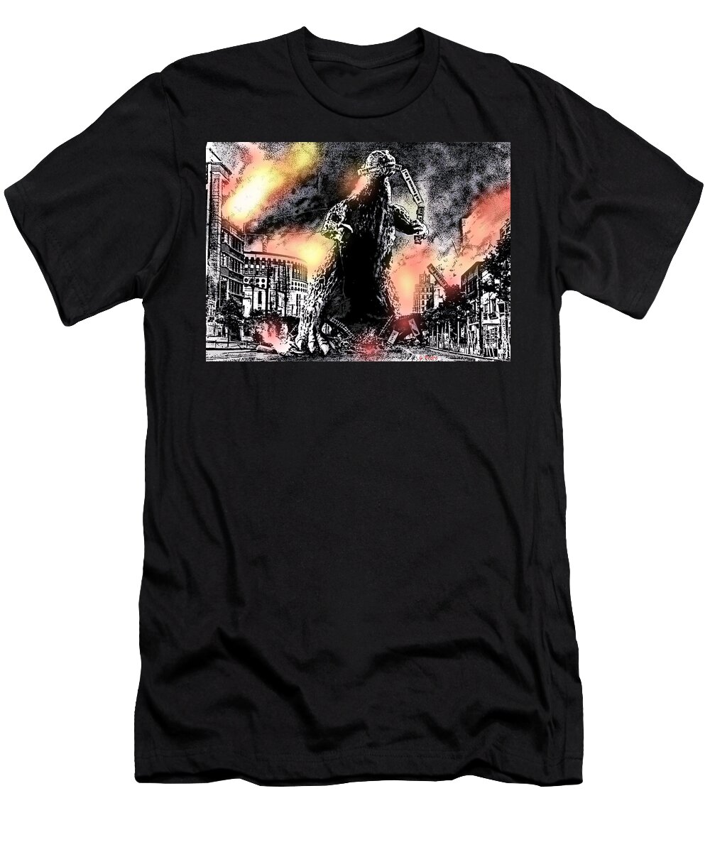Godzilla T-Shirt featuring the photograph There Goes Tokyo by George Pedro