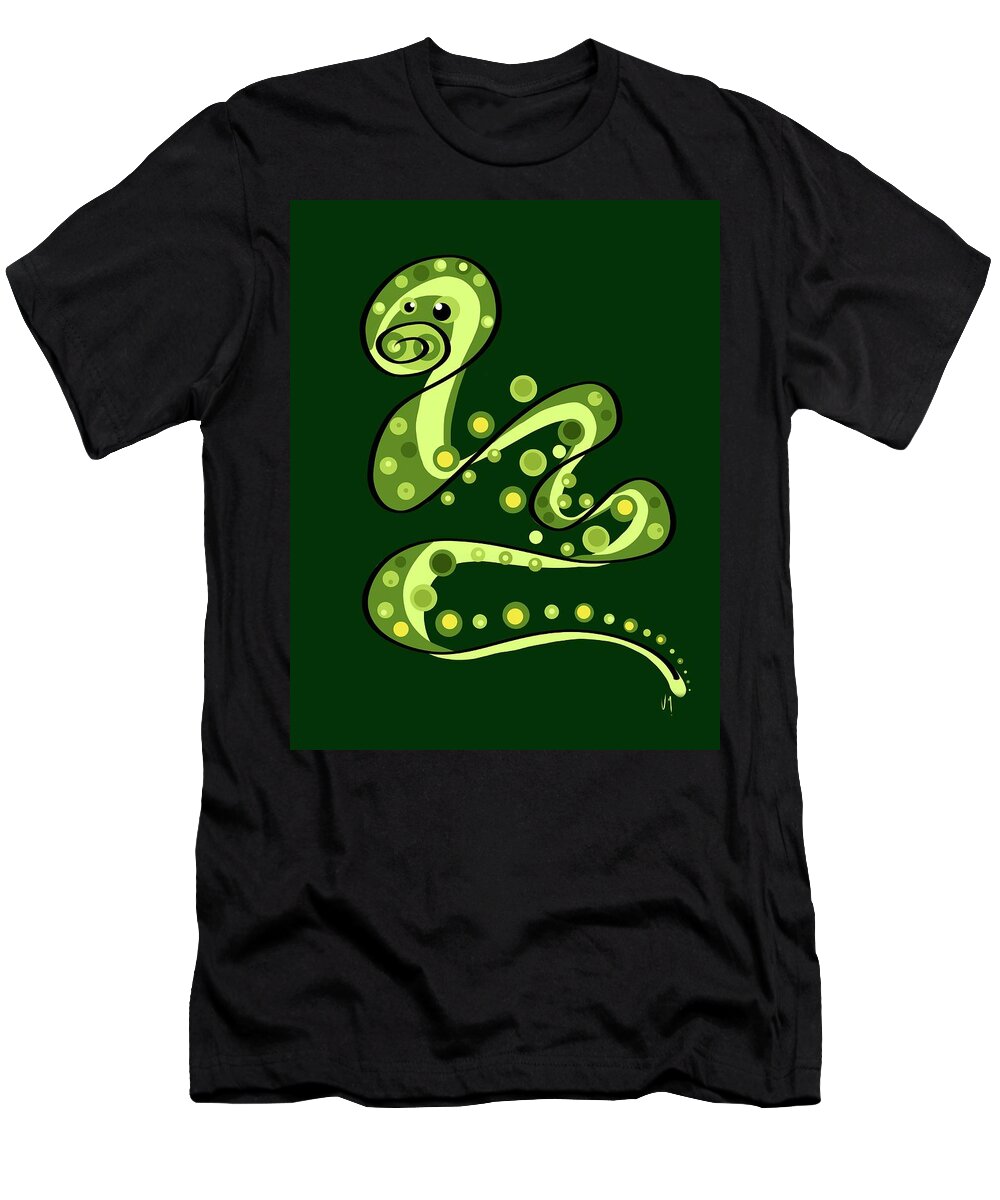 Snake T-Shirt featuring the painting Thoughts and colors series snake by Veronica Minozzi