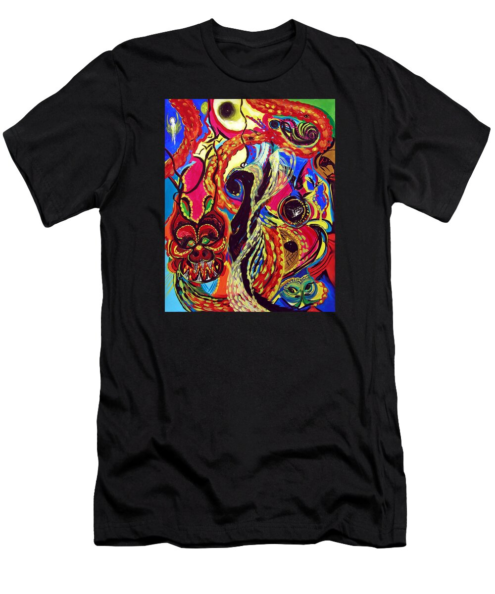 Abstract T-Shirt featuring the painting Angel And Dragon by Marina Petro