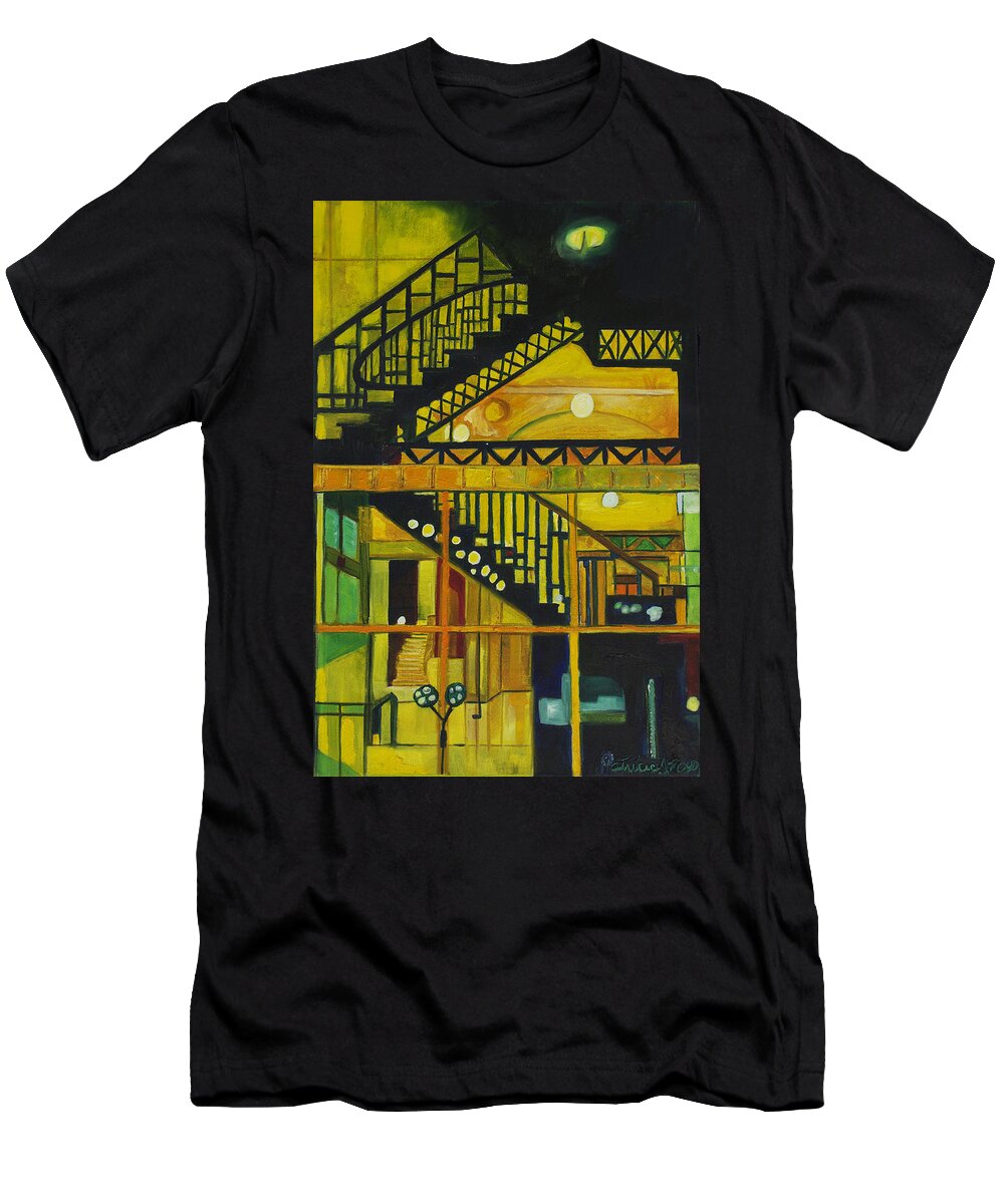 Abstract T-Shirt featuring the painting Through Parisian Glass by Patricia Arroyo