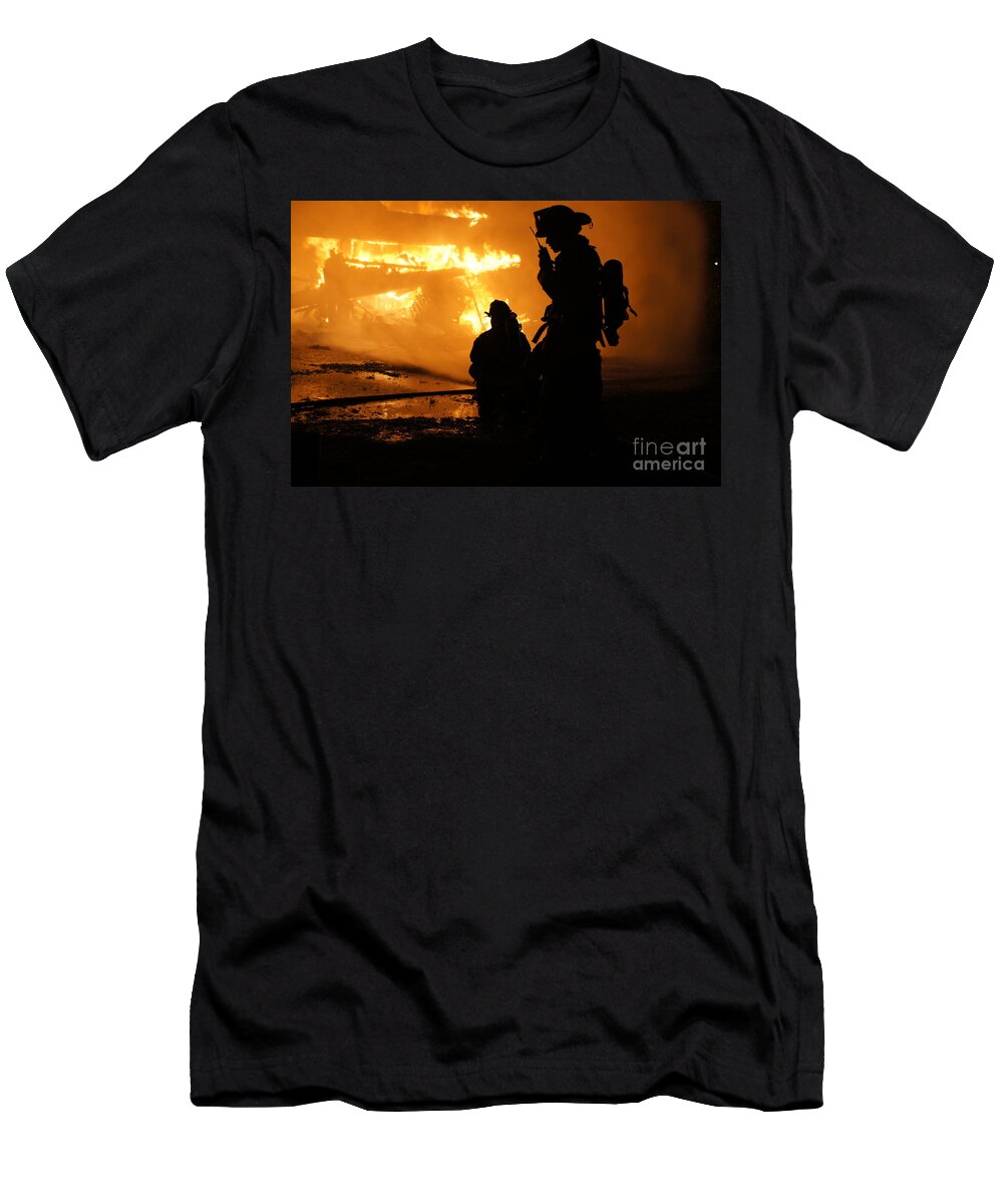 Fireman T-Shirt featuring the photograph Through the Flames by Benanne Stiens