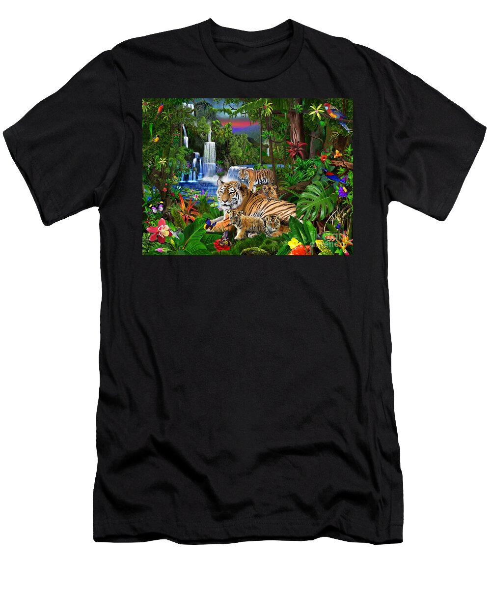 Gerald Newton T-Shirt featuring the digital art Tigers of the Forest by MGL Meiklejohn Graphics Licensing