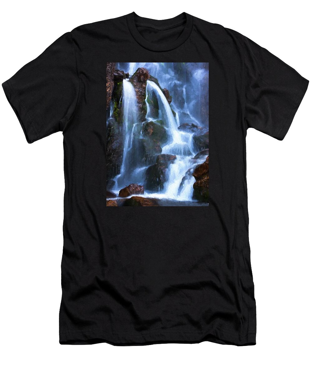 Americas T-Shirt featuring the digital art Timberline Falls by Charmaine Zoe