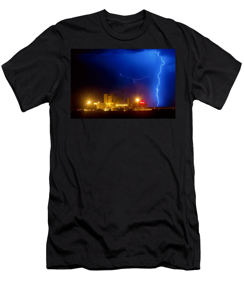 Budweiser T-Shirt featuring the photograph To The Right Budweiser Lightning Strike by James BO Insogna