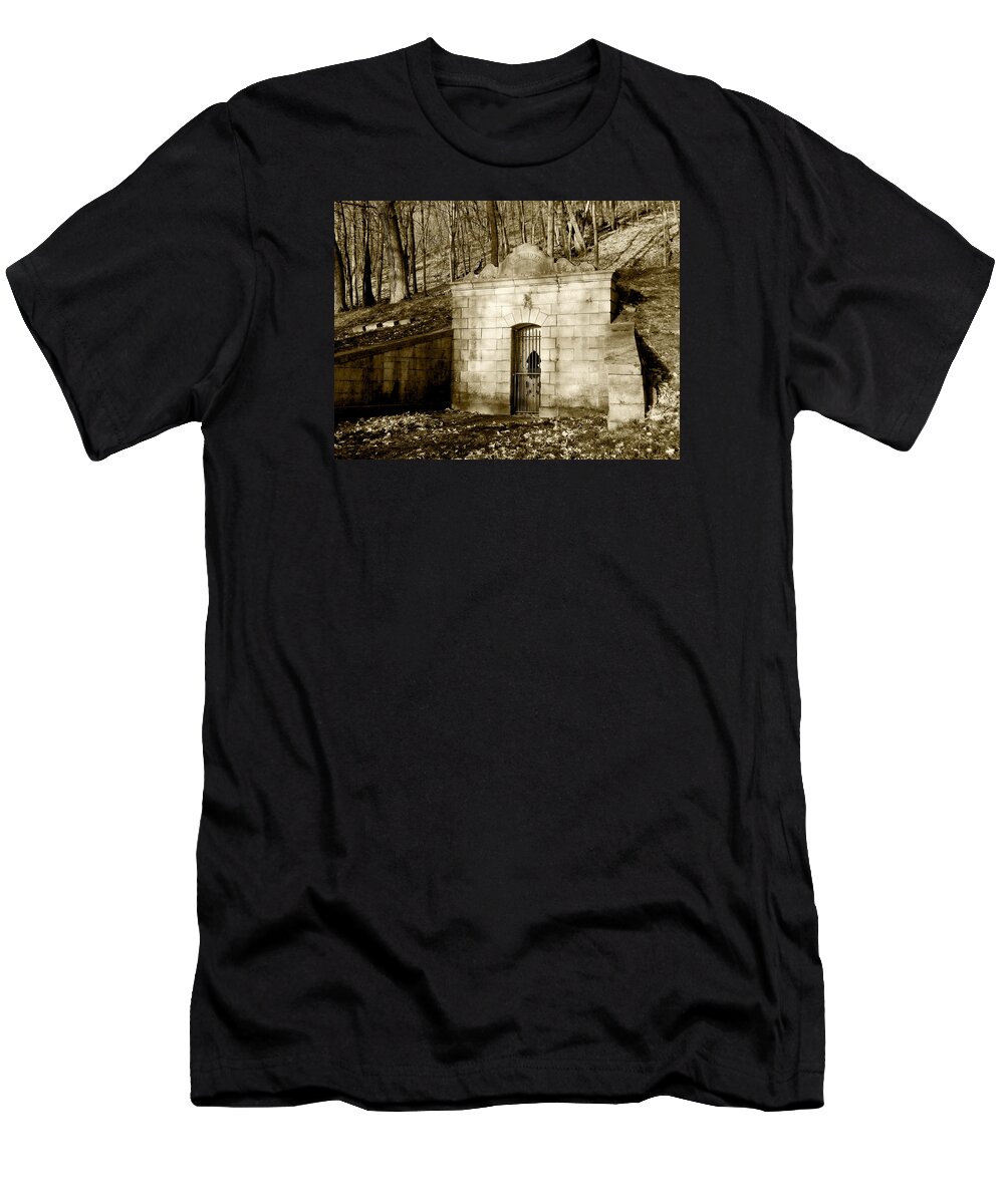 Early Spring T-Shirt featuring the photograph Tomb With a View in Sepia by Wild Thing