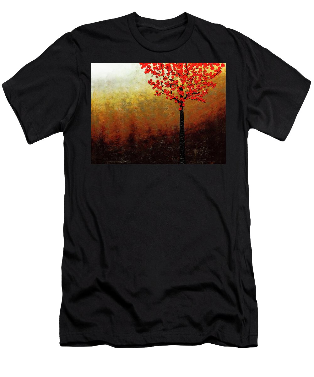 Art T-Shirt featuring the painting Top of the Hill by Carmen Guedez