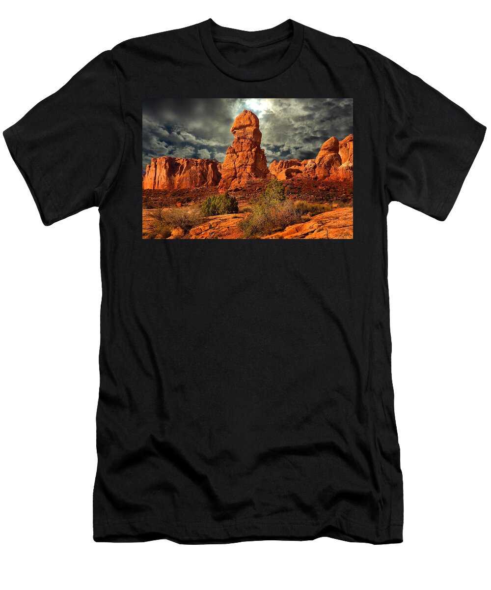  Landscape T-Shirt featuring the photograph Towering Rock by Harry Spitz