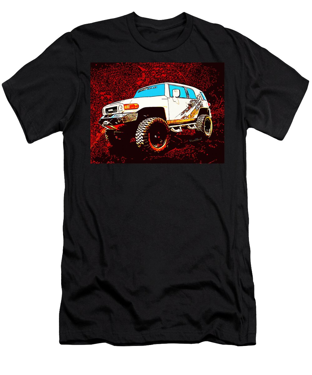 Toyota T-Shirt featuring the photograph Toyota FJ Cruiser 4x4 Cartoon Panel from VivaChas by Chas Sinklier