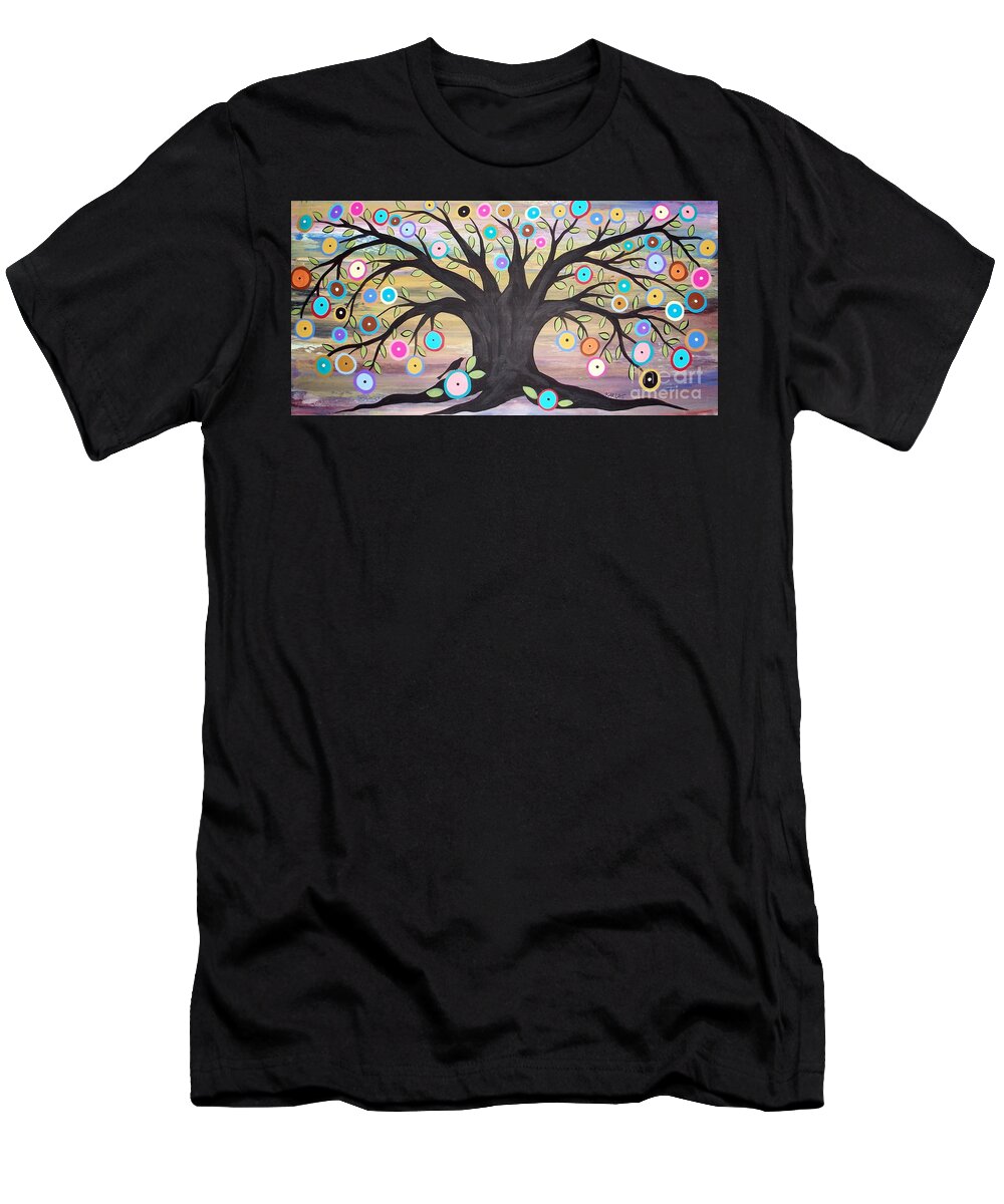 Tree Of Life Painting T-Shirt featuring the painting Tree Of Life And Bird by Karla Gerard