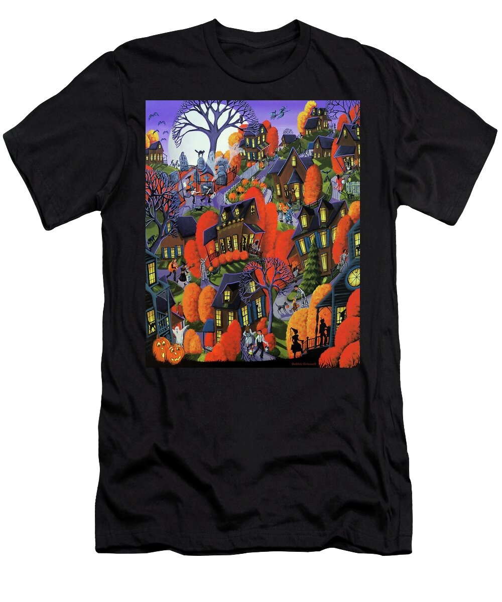 Halloween T-Shirt featuring the painting Trick Or Treat Halloween 2018 by Debbie Criswell