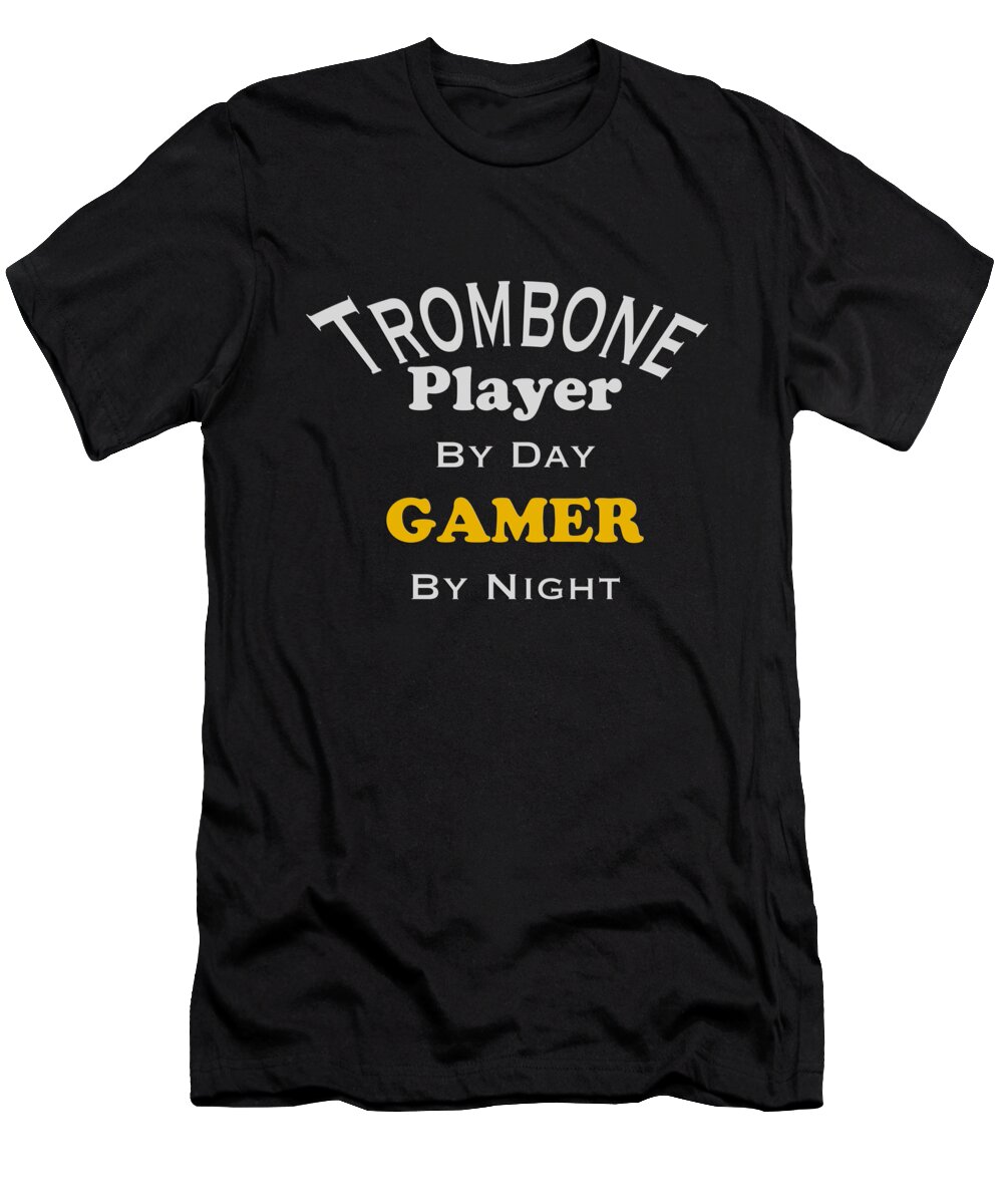 Trombone Player By Day Gamer By Night; Trombone; Orchestra; Band; Jazz; Trombone Tromboneian; Instrument; Fine Art Prints; Photograph; Wall Art; Business Art; Picture; Play; Student; M K Miller; Mac Miller; Mac K Miller Iii; Tyler; Texas; T-shirts; Tote Bags; Duvet Covers; Throw Pillows; Shower Curtains; Art Prints; Framed Prints; Canvas Prints; Acrylic Prints; Metal Prints; Greeting Cards; T Shirts; Tshirts T-Shirt featuring the photograph Trombone Player By Day Gamer By Night 5627.02 by M K Miller