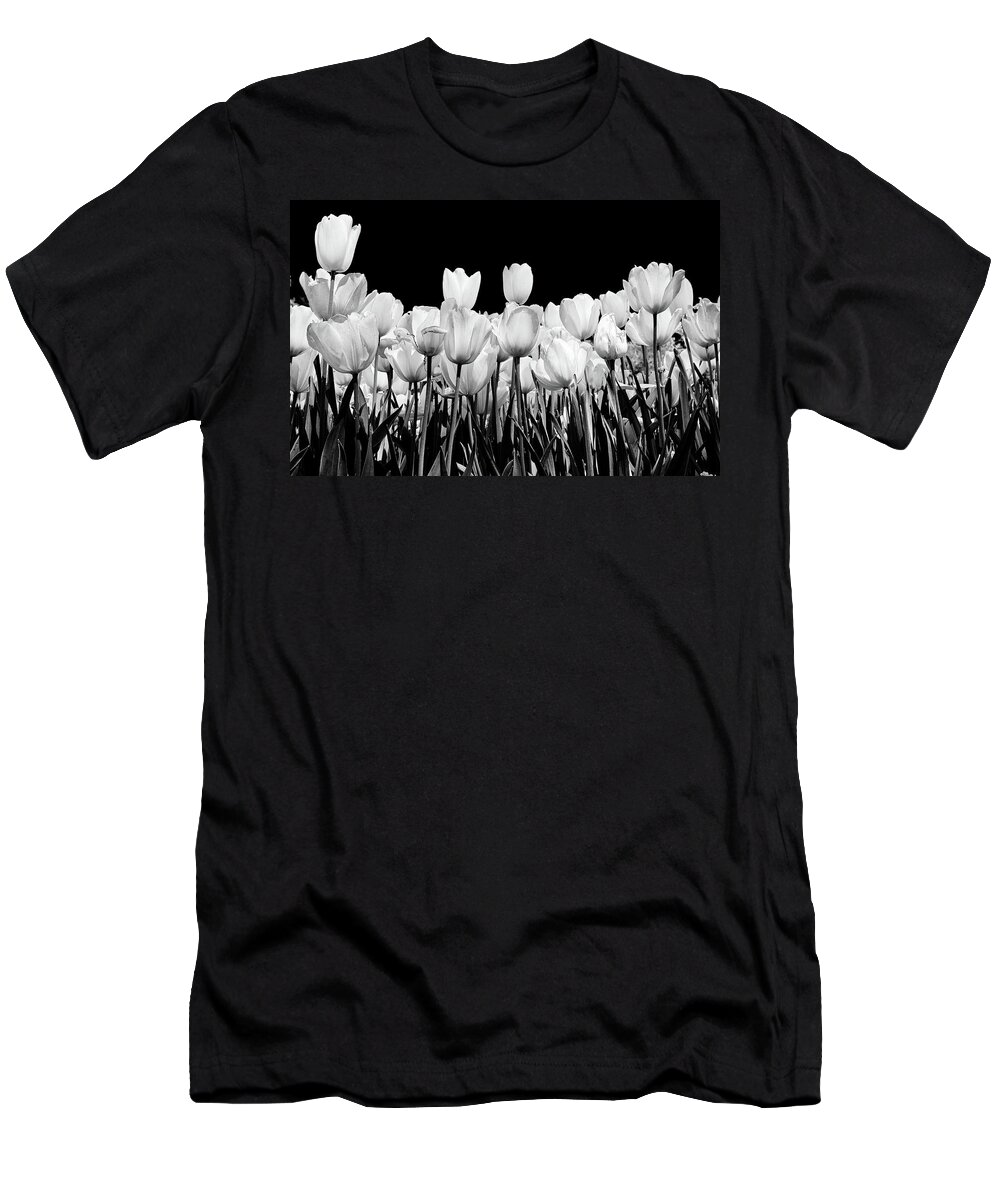 Tulips T-Shirt featuring the photograph tulips in Black and white by John Babis